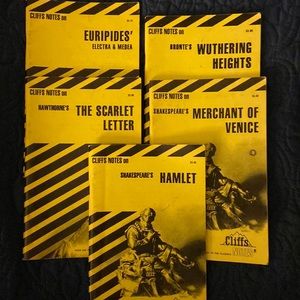Lot of 5 Cliffs Notes Reading Guides Shakespeare Electra Medea Bronte Hawthorne